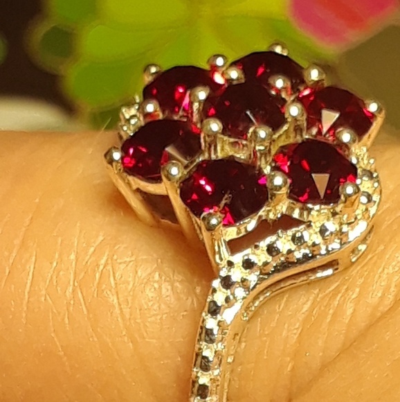 Nwt! 7 Genuine Swarovski Ruby Crystal .925 cluster - Picture 3 of 8